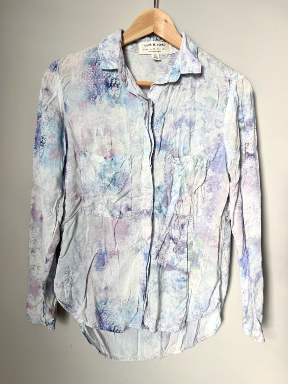 cloth & stone for Anthropologie Pastel Watercolor Collared Button-Down